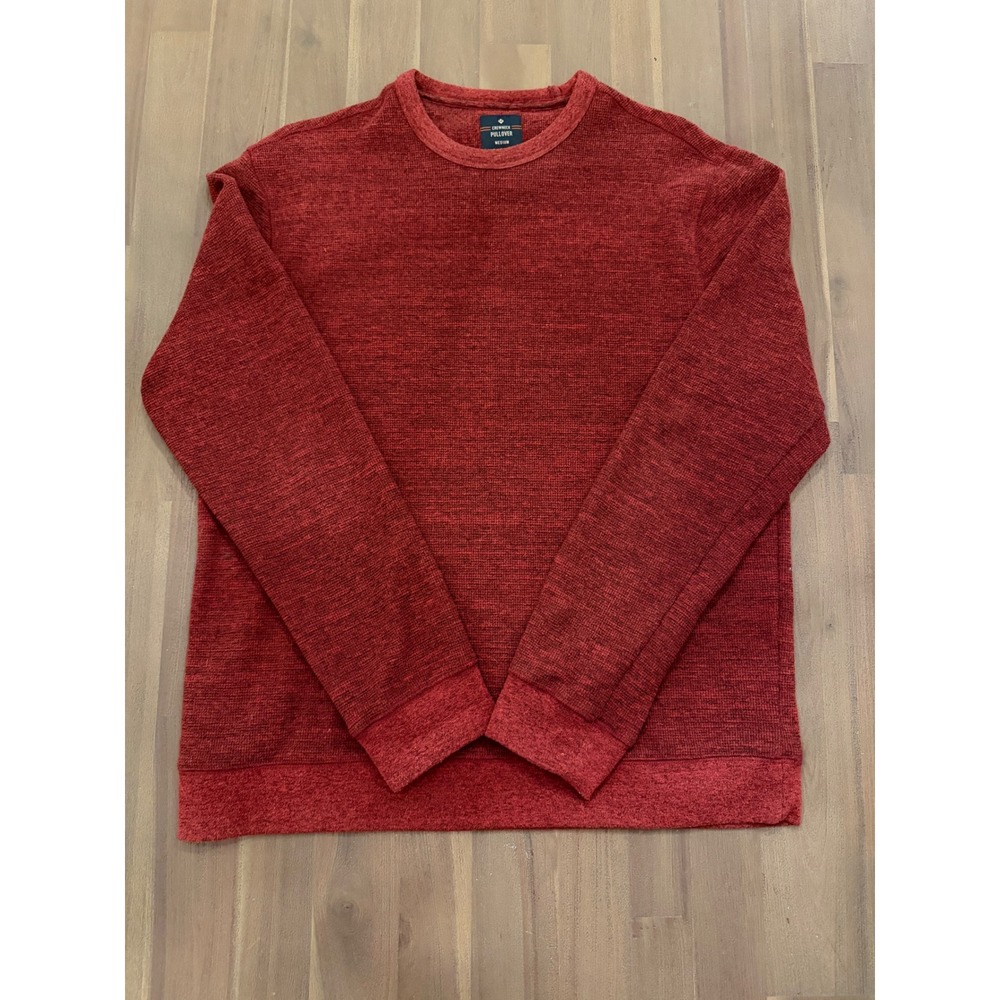Mens Medium Crewneck Pullover Red Textured‎ Knit Sweatshirt